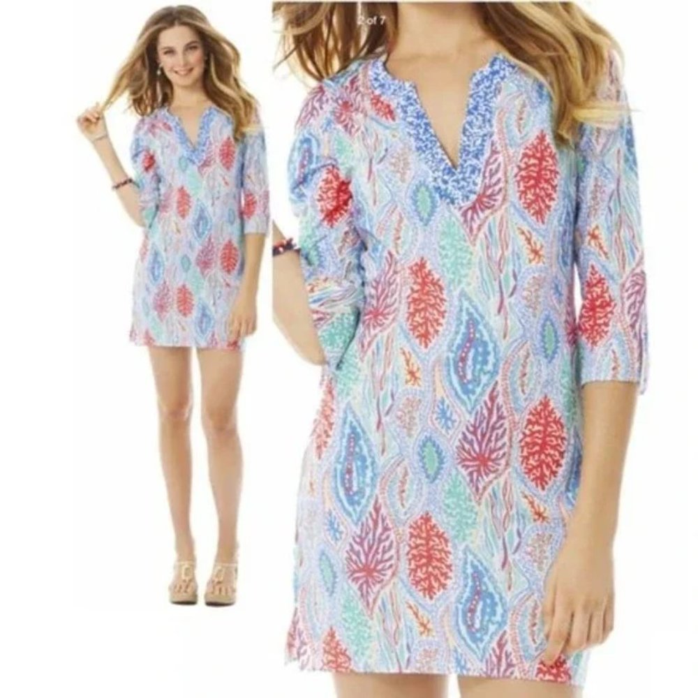 Lilly Pulitzer Courtney Multi Let Minnow Beaded Tunic Shift Dress